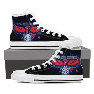 Atlanta Hawks High Top Black Canvas Shoes for Man