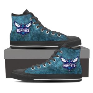 charlotte Hornets High Top White Canvas Shoes for Men