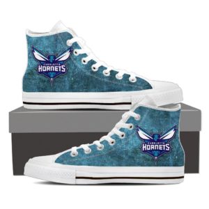 charlotte Hornets High Top White Canvas Shoes for Men