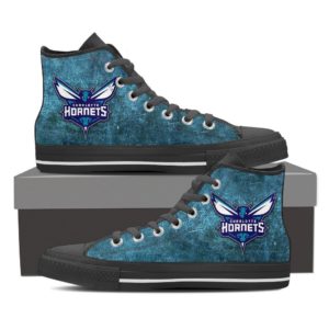 charlotte Hornets High Top White Canvas Shoes for Woman