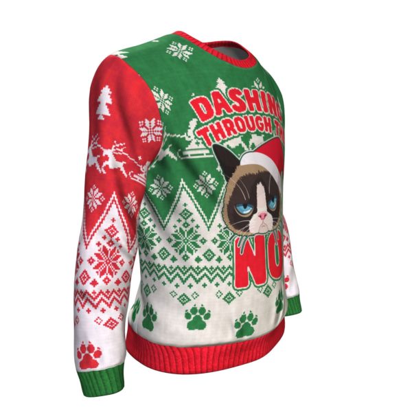 Dashing Through The No  Christmas Sweatshirt Gift Grumpy Cat ugly design - Image 3