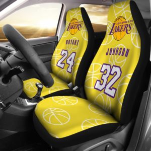 Los Angeles Lakers pair of car seat Covers customizable