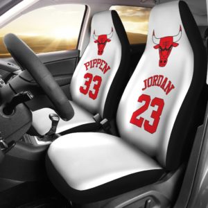 Chicago Bulls pair of car seat Covers customizable