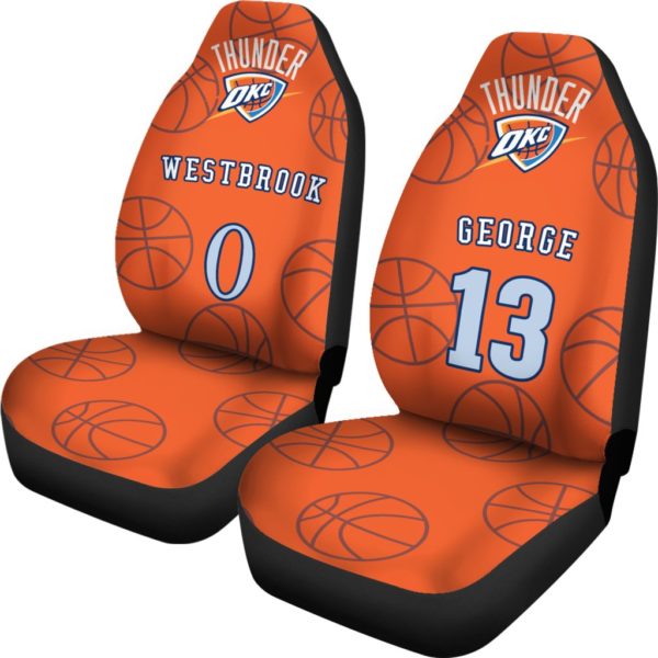 Oklahoma City Thunder orange pair of car seat Covers customizable - Image 2