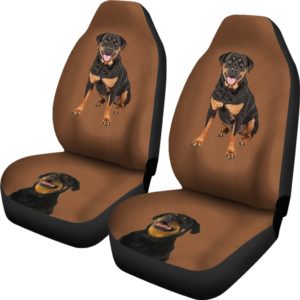 Brown background Rottweiler Car Seat Cover