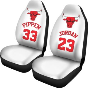 Chicago Bulls pair of car seat Covers customizable