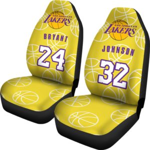 Los Angeles Lakers pair of car seat Covers customizable