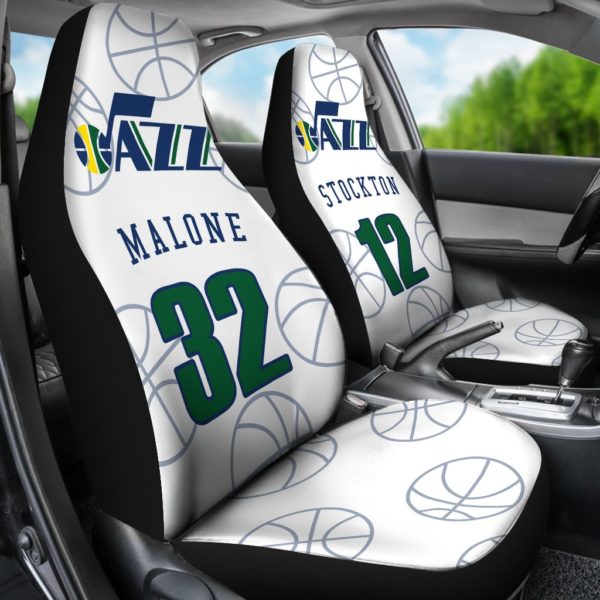 Utah Jazz pair of car seat Covers customizable - Image 3