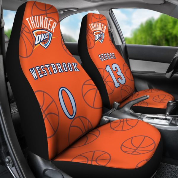 Oklahoma City Thunder orange pair of car seat Covers customizable - Image 3